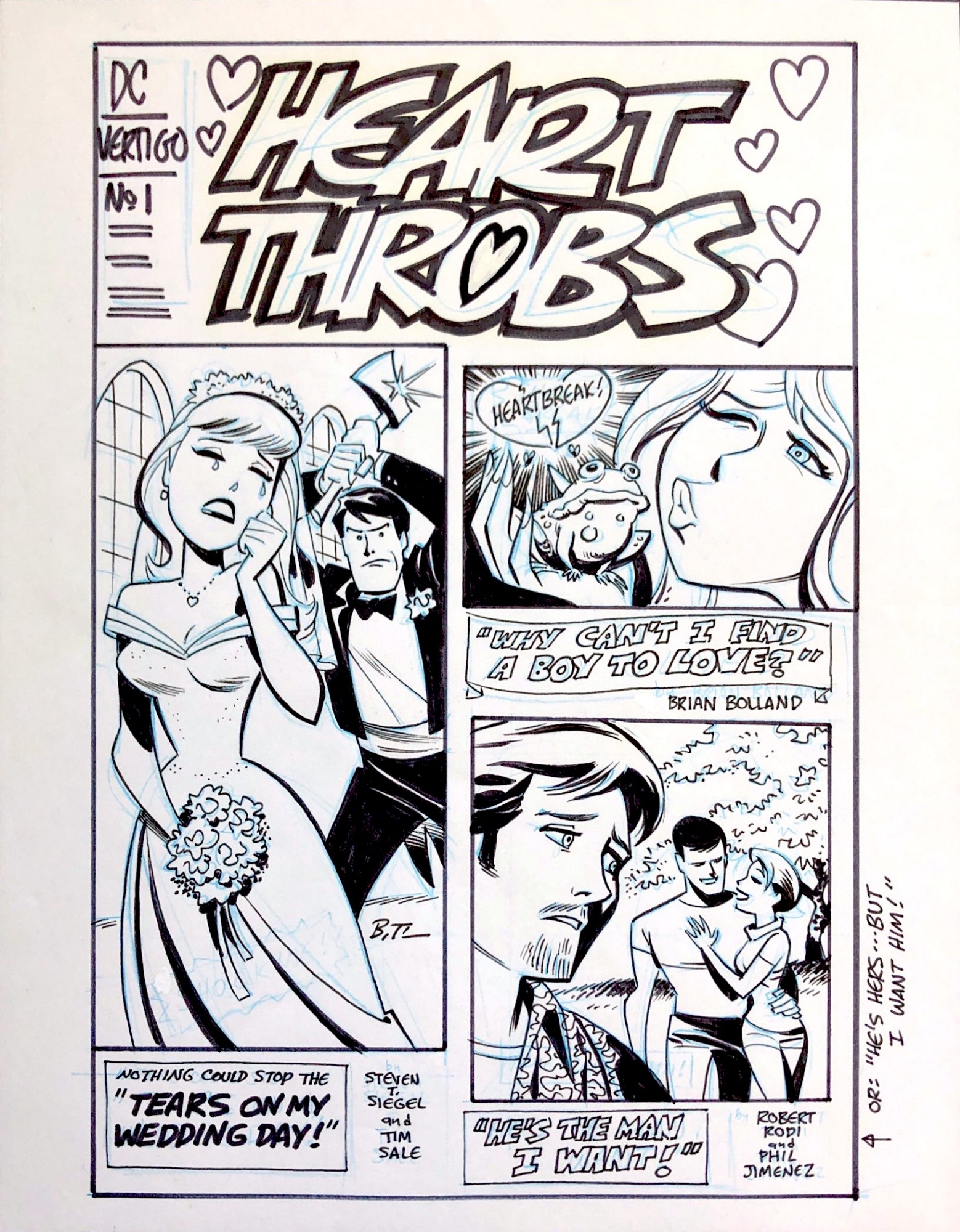 lommetørklæde sukker 945 Heart Throbs #1 cover prelim by Bruce Timm, in kent mansley's Bruce Timm  Comic Art Gallery Room