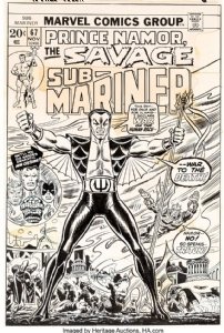 Sub-Mariner #67 Cover by John Romita Sr and Mike Esposito - 1st Black Costume!, Comic Art
