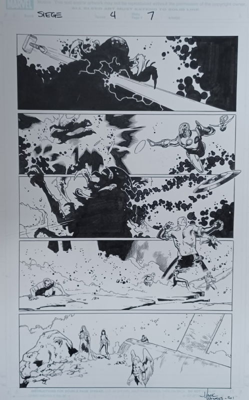 Siege #4 page 7 by Oliver Coipel climactic battle of the Avengers vs ...