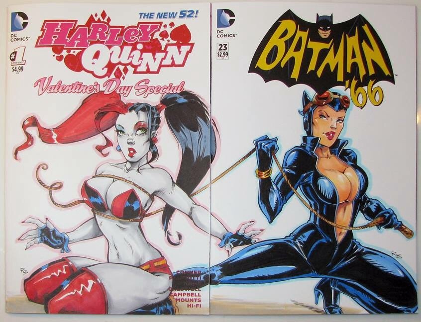 Harley Quinn Vs Catwoman Blank Sketch Cover By Rb White