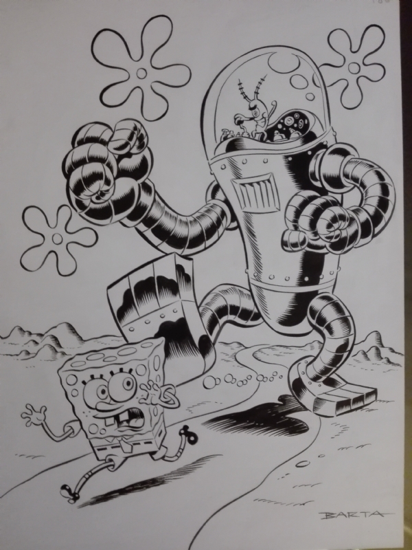 Spongebob Squarepants And Plankton In Pepe Hernandez S