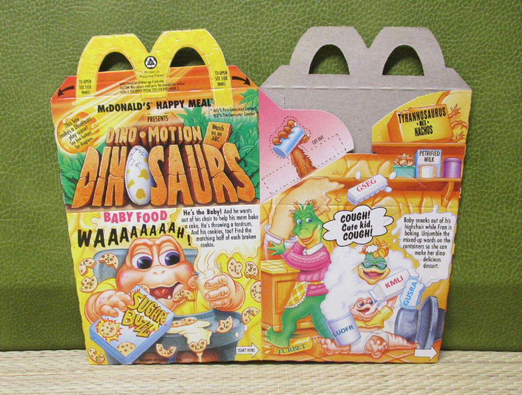 McDonald's 1992 Dino-Motion Dinosaurs Baby Food Happy Meal Box Painting ...