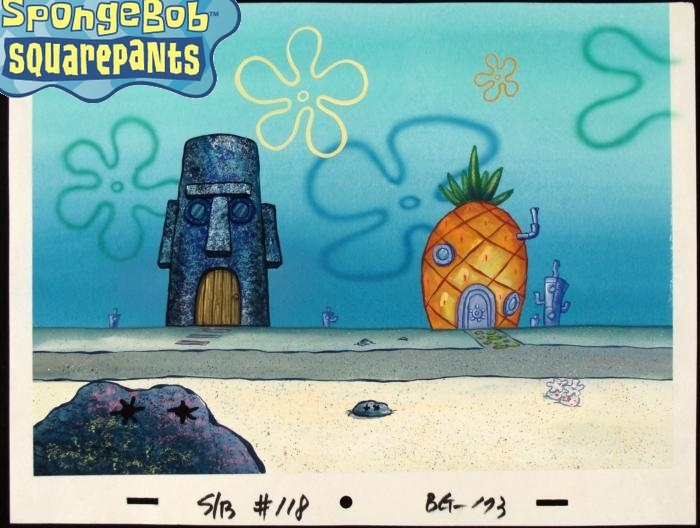 Investment-Grade Spongebob Production Background with 2 Cels, 4 Foot  Panoramic! | #1923304170