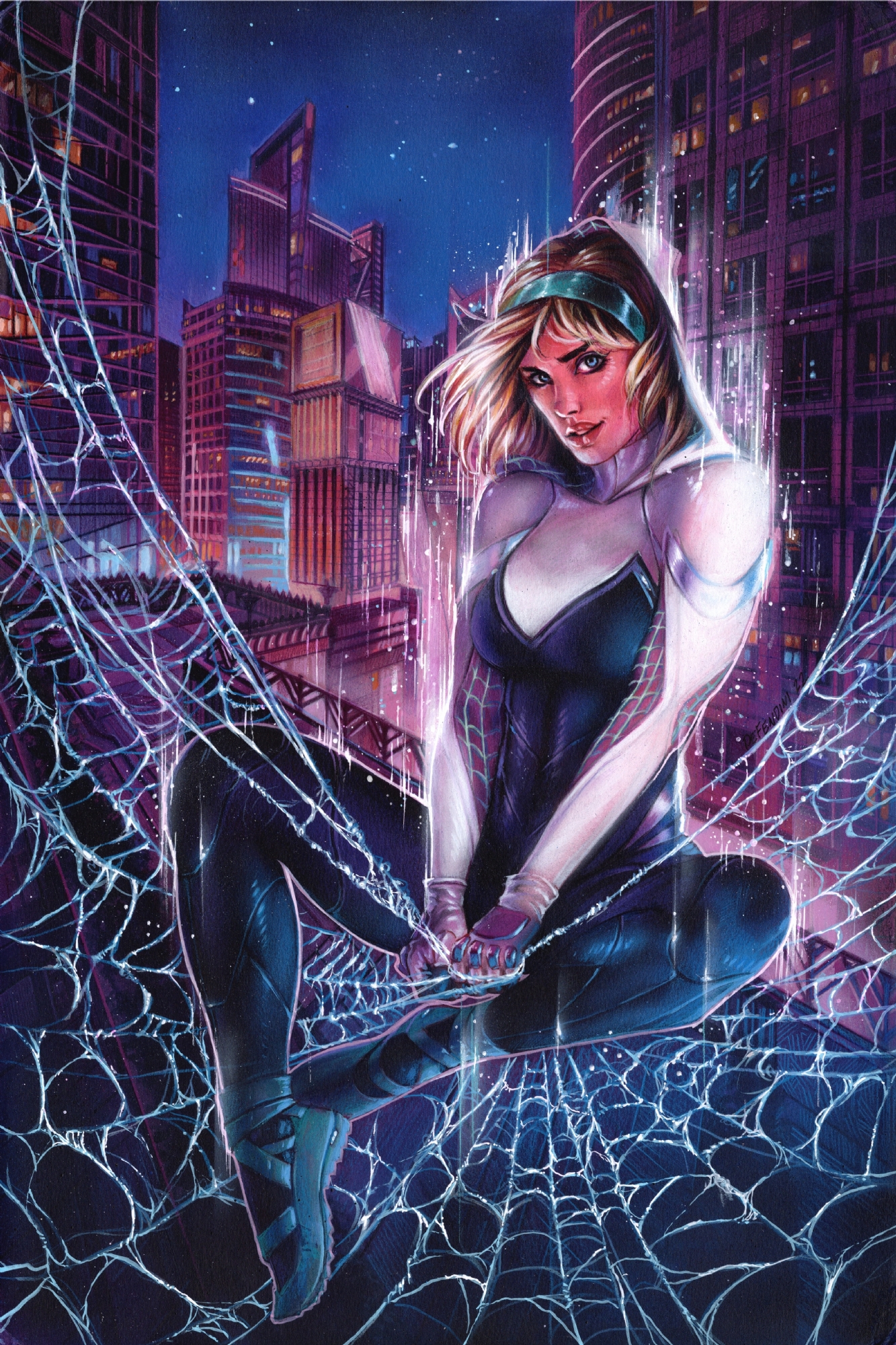 Spider-Gwen Ghost Spider by Steven Defendini, in Brian Lake's Additions to  my collections Comic Art Gallery Room