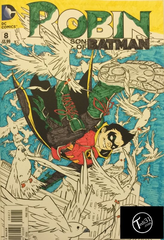 Robin: Son of Batman (Volume #1 | Issue #8 | Cover B | Adult Coloring Book  Variant), in Jay Bun's Coloring Book Variants Comic Art Gallery Room