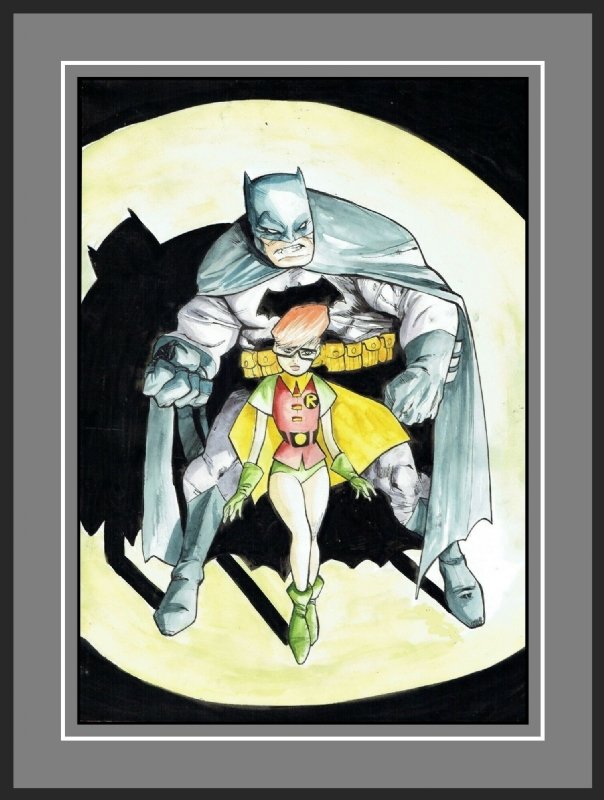 BATMAN watercolor, in JC S's BATMAN Comic Art Gallery Room