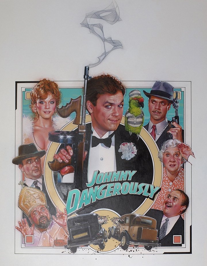 Johnny Dangerously with Title, in Ben Stevens's Available at  GalacticGallery.com Comic Art Gallery Room