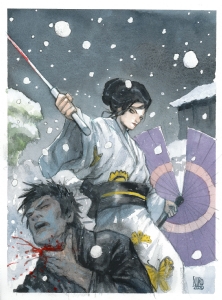 Meiko Kaji as Lady Snowblood commission by Niko Henrichon Comic Art