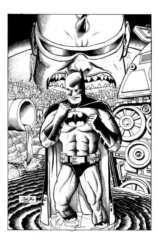 Dark Knight vs. Mutant Leader, in Nick O'Gorman's Art of Nick OG Comic Art  Gallery Room