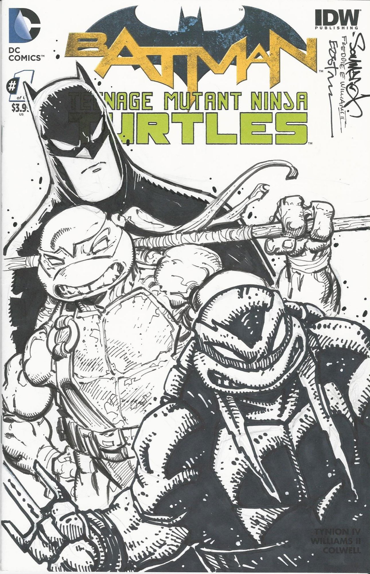 Batman/TMNT 5 CBCS 9.8 Signed by Kevin Eastman popular and Freddie E Williams II 1:50 In