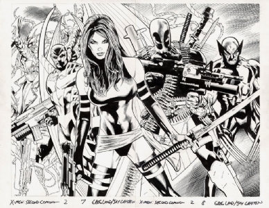 Xmen Second Coming: First appearance of Uncanny x-force DPS (Wolverine,  Deadpool,  Psylocke,  Fantomex,  Archangel) (2010), Comic Art
