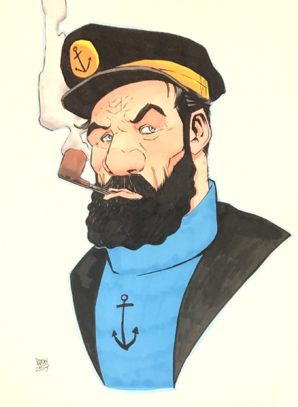 Captain Haddock by Drew Moss Comic Art