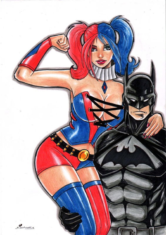 harley quinn and batman by sidney cintra for sale, in Sidney Cintra's  Cintra, Sidney Comic Art Gallery Room