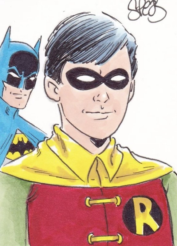 Robin (with Batman) Comic Art