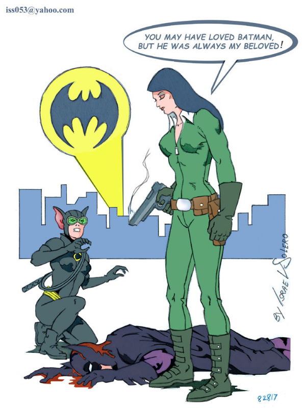 TALIA AL GHUL, CATWOMAN & A Demised Batman (clr), in Israel Algarin, S's  (01) Popular Images (colored) Comic Art Gallery Room