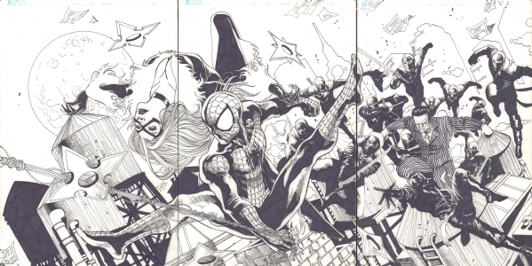 Black cat and Spider Man Mega commission by Jimbo SALGADO  (3 X A3) Comic Art