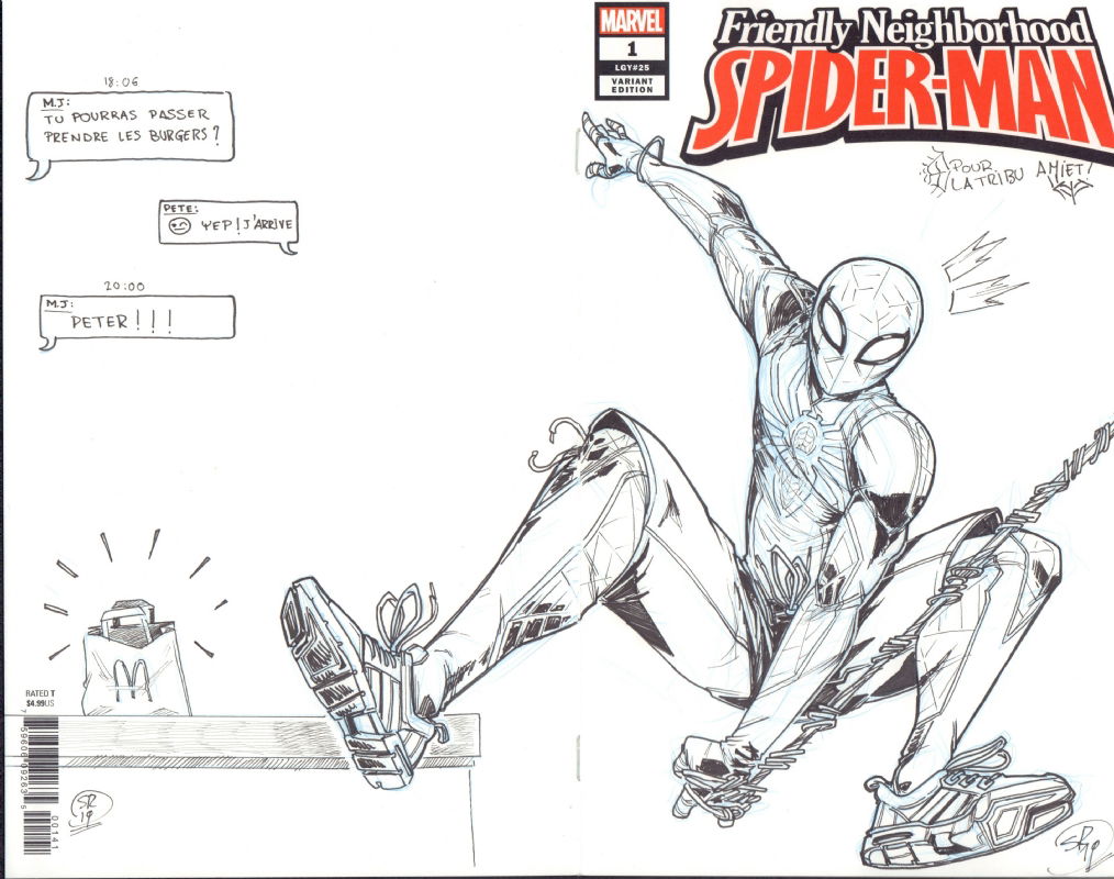 Friendly neighbourhood spider man sketch cover by sylver raynel, in samuel  amiet's Blanck cover with sketch Comic Art Gallery Room