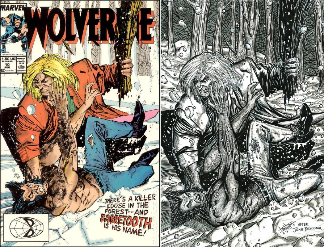 2014 - Wolverine #10 cover comparison, in Ariel Aguire&#39;s 2014 Classic Cover  Homage Project Comic Art Gallery Room