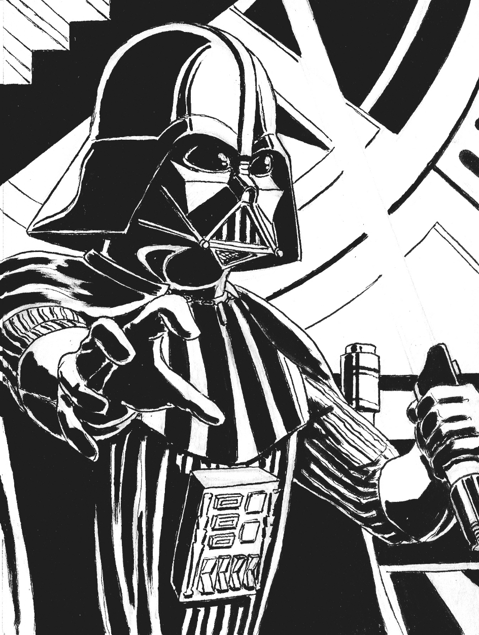 Darth Vader, in Robert Baker's Star Wars Cards- Black & White Comic Art ...