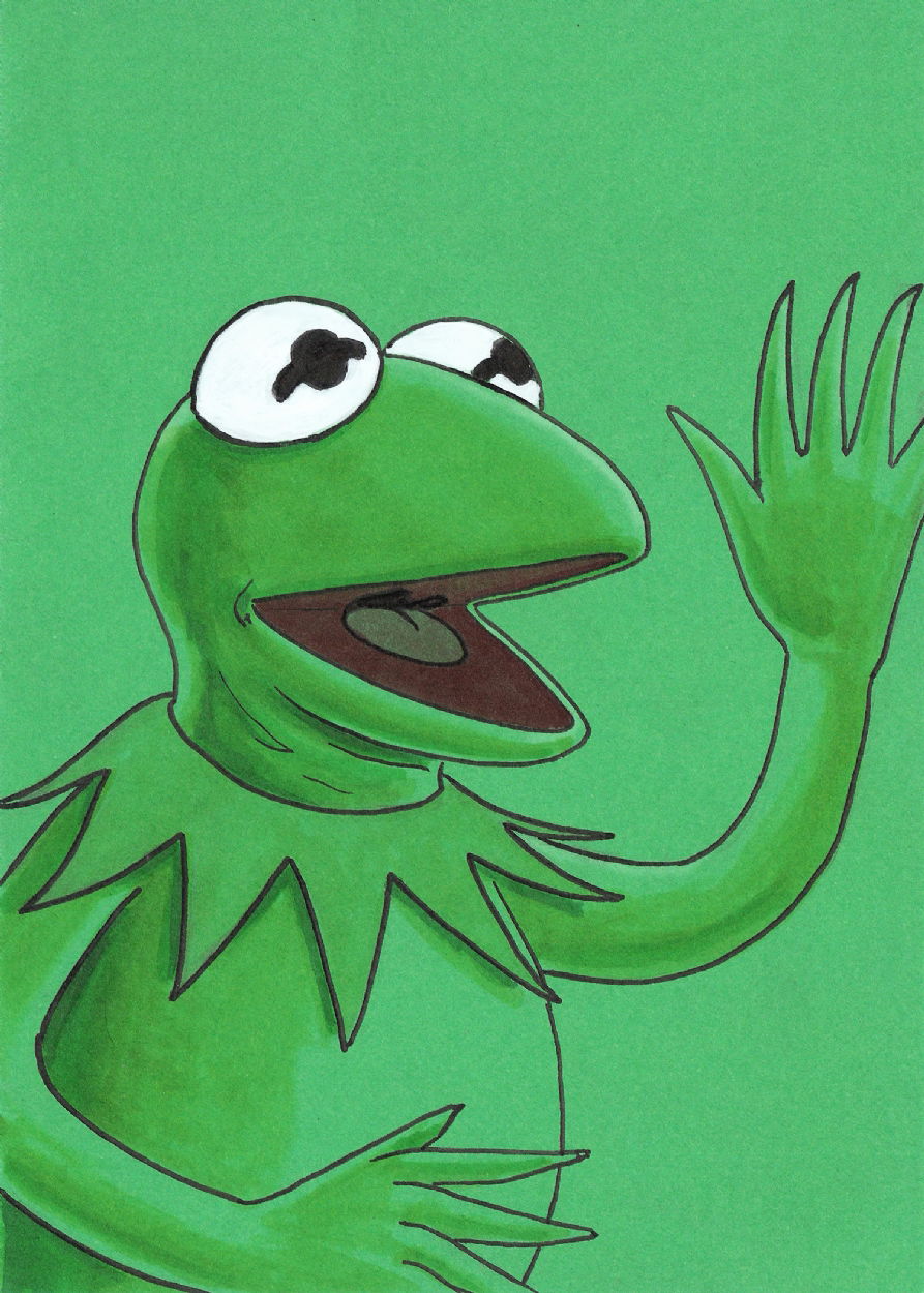 Kermit the Frog, in Robert Baker's Color Paper Comic Art Gallery Room