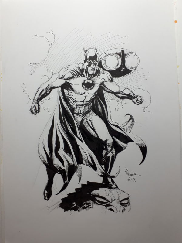 Batman in Doomsday Clock costume by Gary Frank, in Bernd Philipp's  BerndsGallery Comic Art Gallery Room