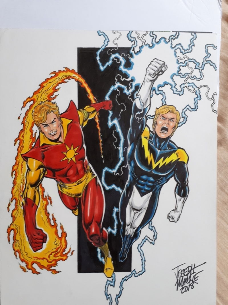 Sunboy and Lightning lad -Legion of superheroes- by Joseph Mackie, in Bernd  Philipp's BerndsGallery Comic Art Gallery Room