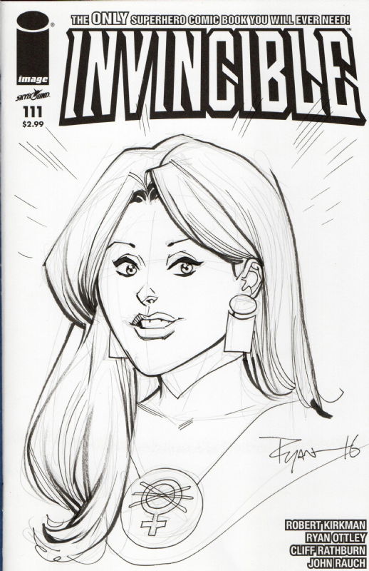 Ryan Ottley Invincible #111 inked sketch Atom Eve Bust, in Kevin Brown ...