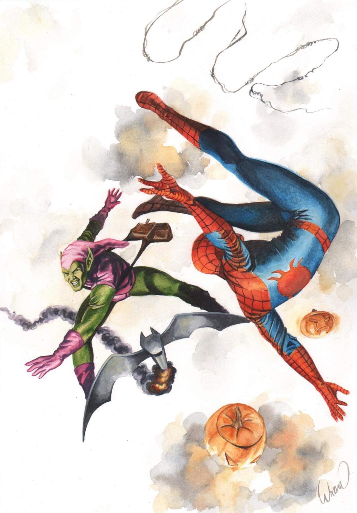 Spider-Man vs Green Goblin, in Alex Fisher's John Watson Comic Art Gallery  Room