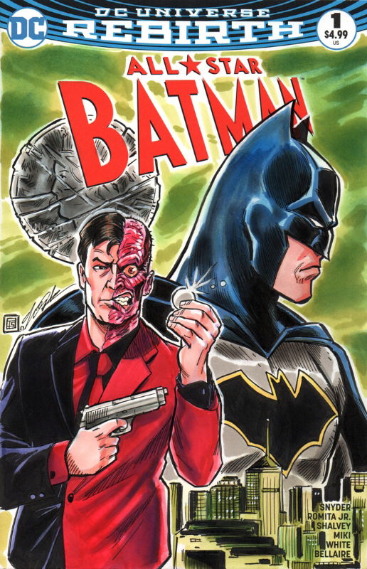 All Star Batman And Two Face Sketch Cover In Tim Shinns Tim Shinn Sketch Covers Comic Art 