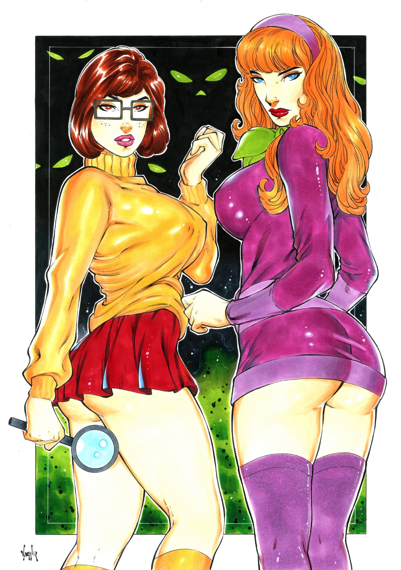 Daphne Blake and Velma Dinkley by Carlos Gomez, in A I's Pin-Ups  (Scooby-Doo) Comic Art Gallery Room