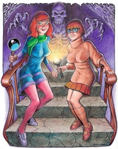 Daphne Blake and Velma Dinkley by Carlos Gomez, in A I's Pin-Ups  (Scooby-Doo) Comic Art Gallery Room