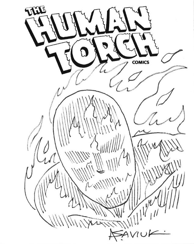 The Human Torch by Alex Saviuk , in J Lawrence's Timely Sketch Cards ...