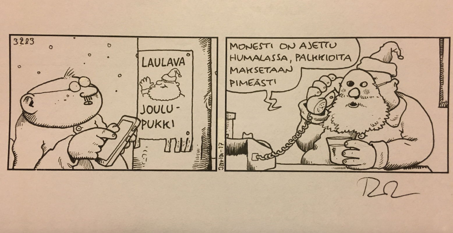 Fingerpori -daily #3283 (Xmas 2017), in Matti Eronen's Pertti Jarla:  Fingerpori Comic Art Gallery Room