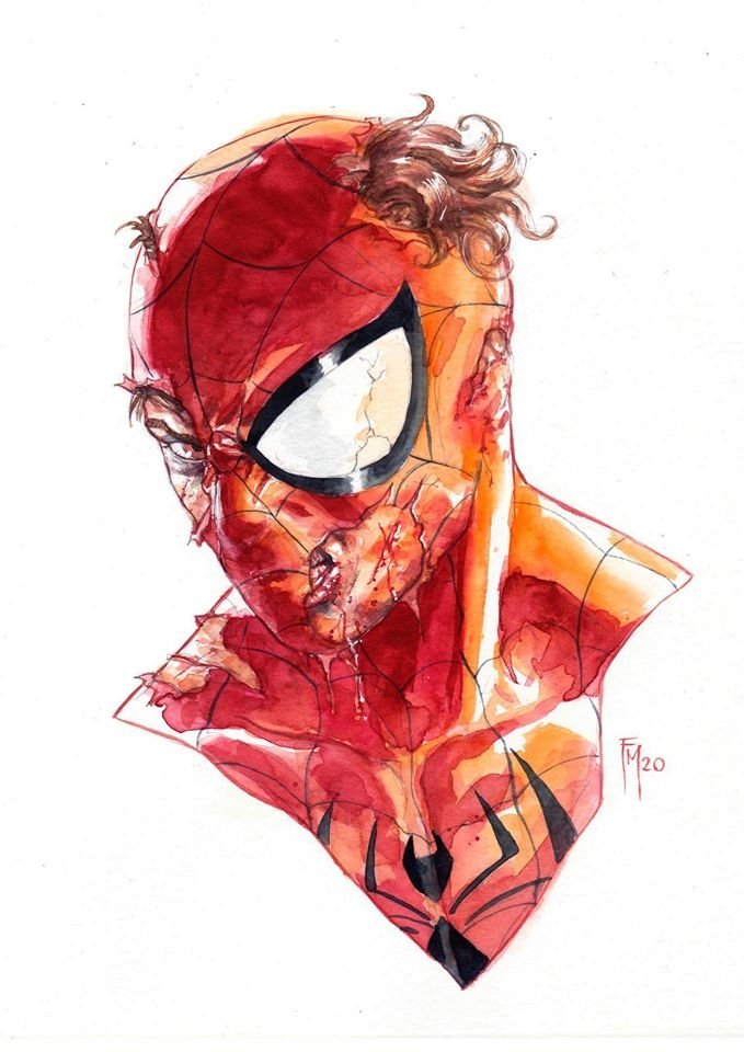 Spider-Man (Battle Damaged) by Federico Mele, in Killian C's Down, But Not  Out - a Battle-Damaged Amazing Spider-Man Collection Comic Art Gallery Room