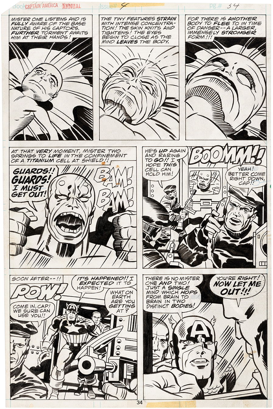 JACK KIRBY CAPTAIN AMERICA ANNUAL #4 COMIC BOOK PAGE ORIGINAL ART., in  Hake's Auctions's Auction Results Comic Art Gallery Room