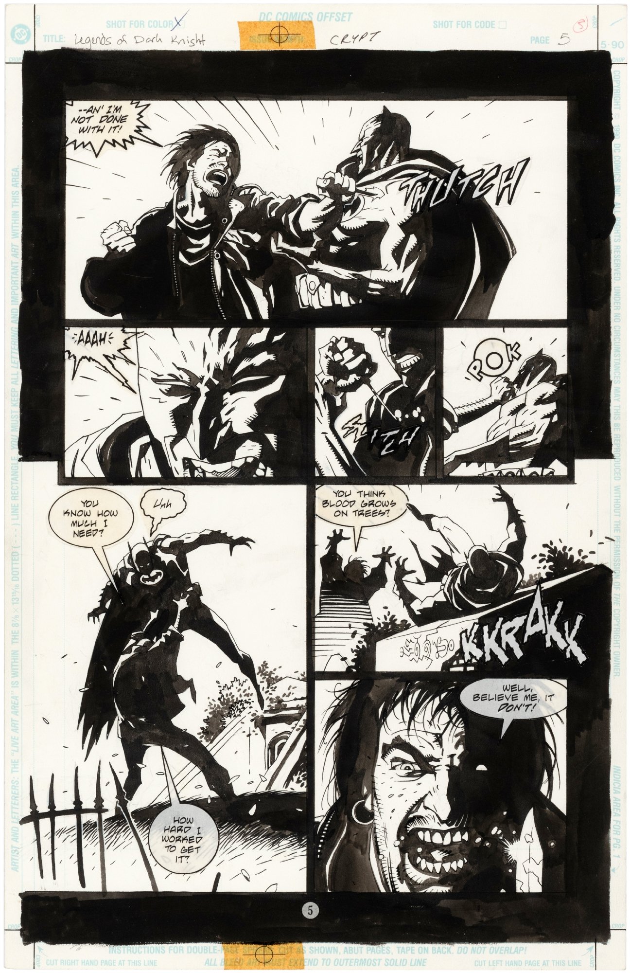 BATMAN: LEGENDS OF THE DARK KNIGHT #54 COMIC BOOK PAGE ORIGINAL ART BY MIKE  MIGNOLA., in Hake's Auctions's Auction #231 February 2021! Comic Art  Gallery Room
