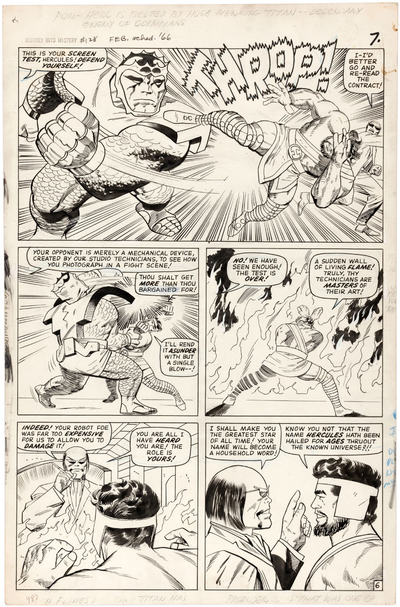 THOR #128 COMIC BOOK PAGE ORIGINAL ART BY JACK KIRBY & VINCE COLLETTA., in  Hake's Auctions's Auction #232 June 2021! Comic Art Gallery Room