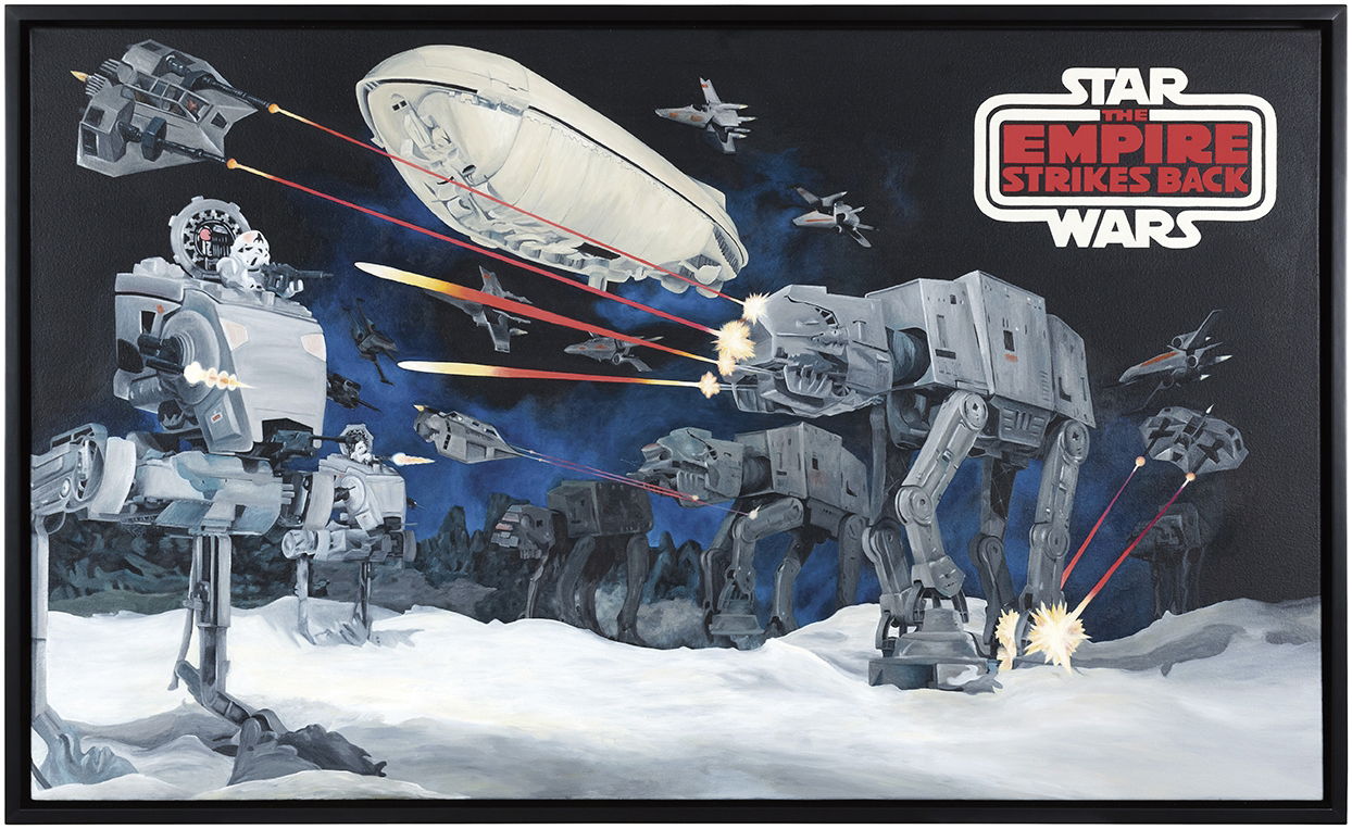 STAR WARS THE EMPIRE STRIKES BACK HOTH BATTLE SCENE STORE DISPLAY RECREATION PAINTING