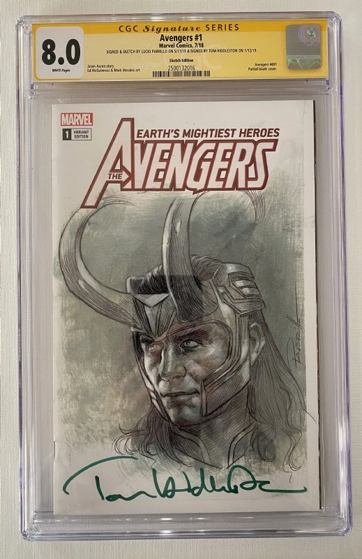 Avengers (2018) #1 Sketch Cover by Lucio Parillo CGC SS 8.0 Signed by ...