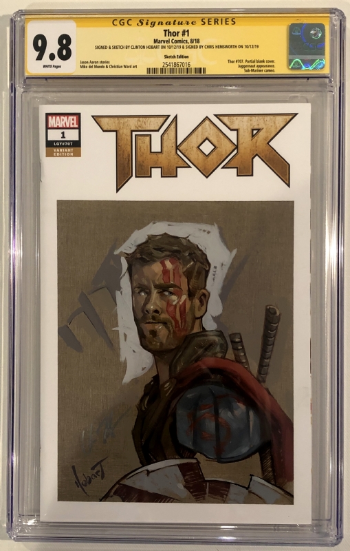 Thor (2018) #1 Blank Cover Painted by Clinton Hobart CGC SS 9.8 Signed by  Chris Hemsworth (Ragnarok), in Stephen S.'s CGC SS Books Comic Art Gallery  Room