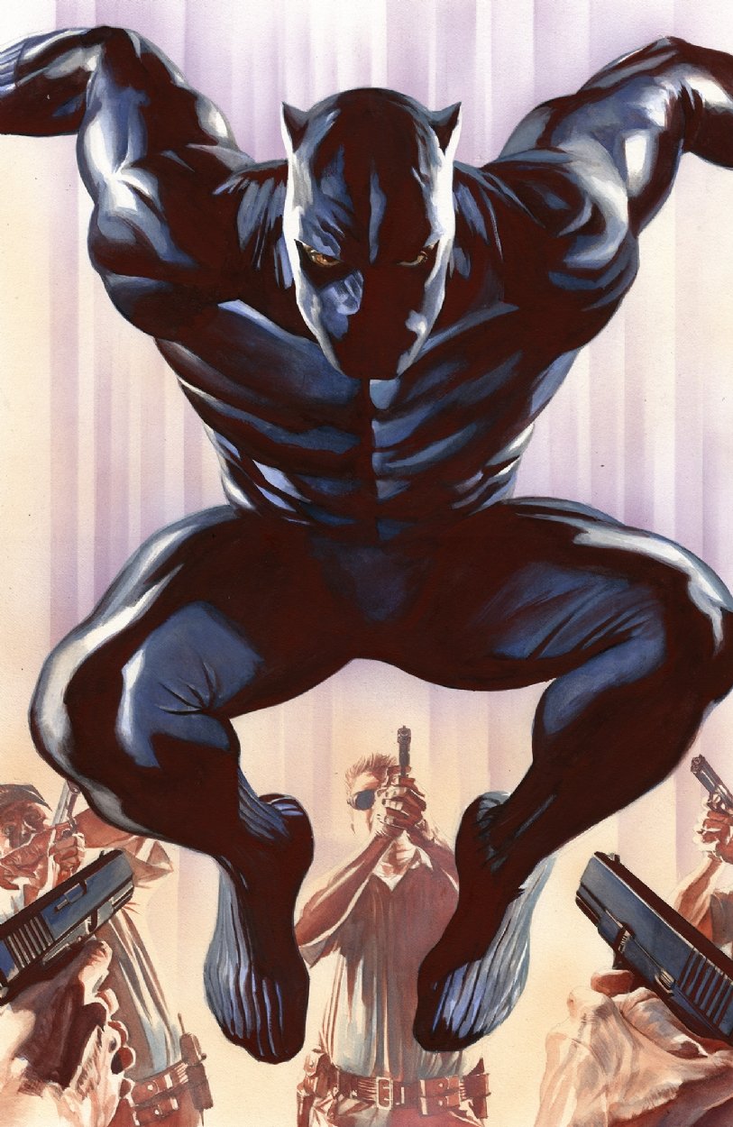 Alex Ross- Black Panther cover, in Sal Abbinanti's 'ALEX ROSS - WINTER 2024  Comic Art Gallery Room