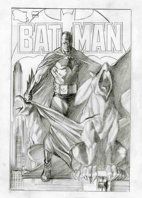 Alex Ross-Batman unused cover design, in Sal Abbinanti's 'ALEX ROSS -  SPRING 2023 Comic Art Gallery Room