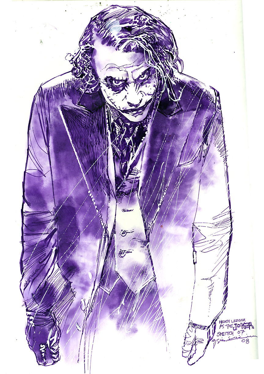 How to Draw Heath Ledger As The Joker from Dark Knight - DrawingNow