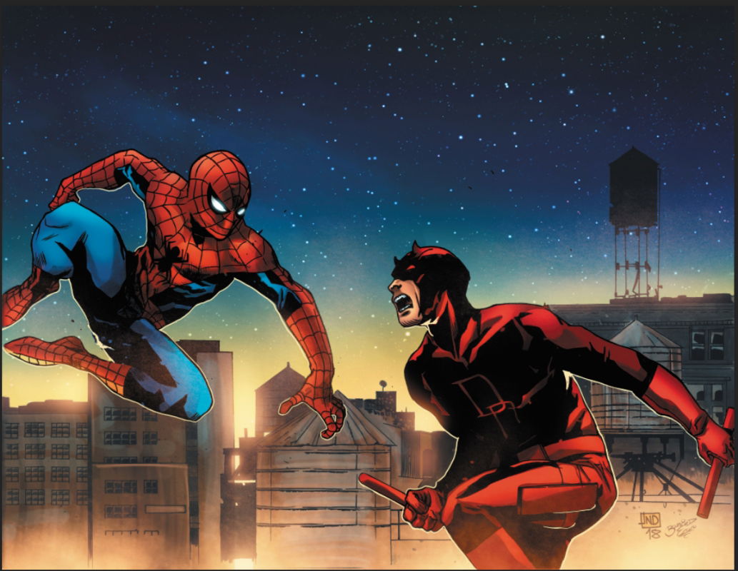 Spider-Man and Daredevil , in Robert Curtis's Stefano Landini Comic Art  Gallery Room