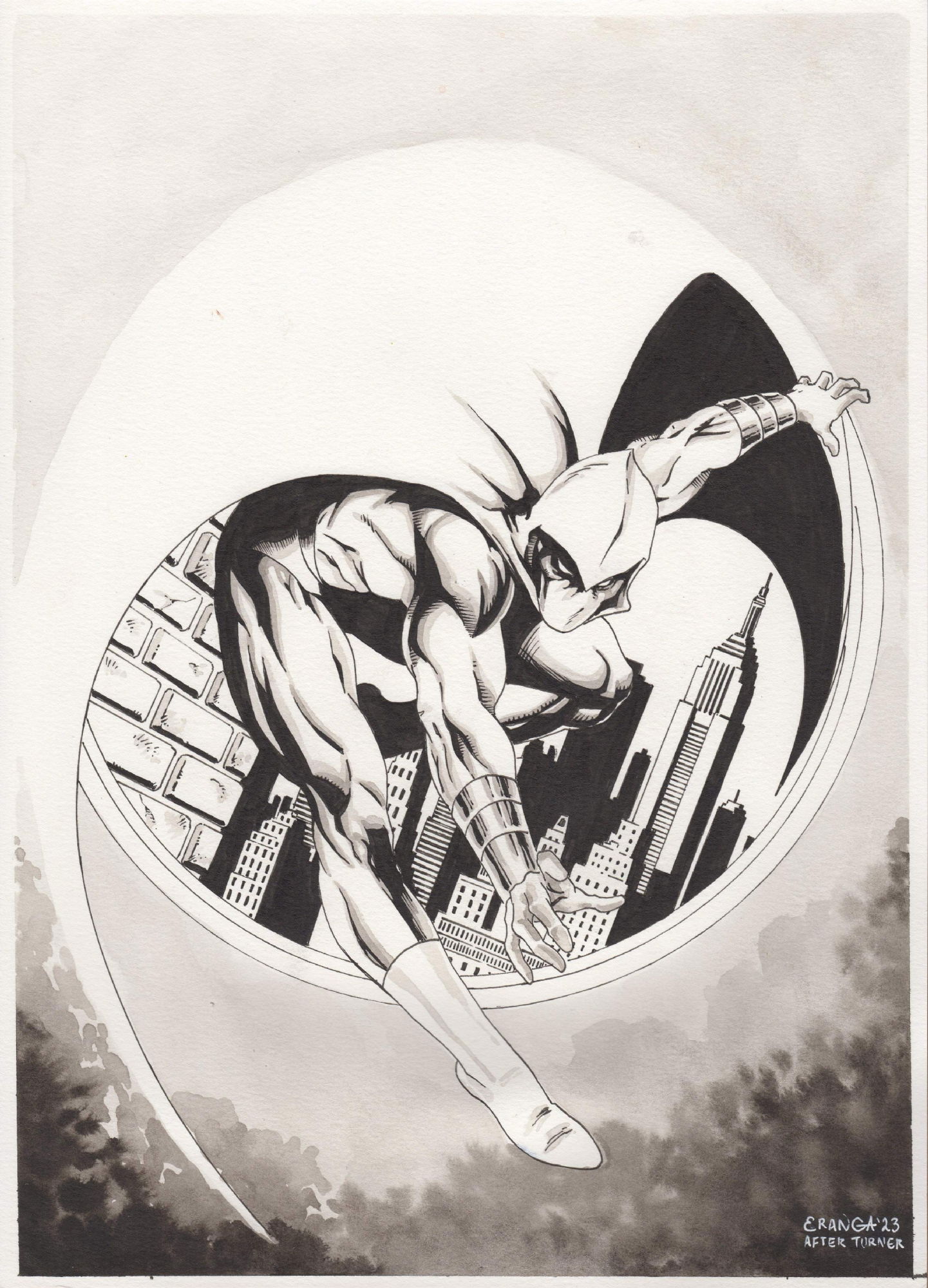 Moon Knight (after Dwayne Turner, Marvel Universe Series III card), in ...