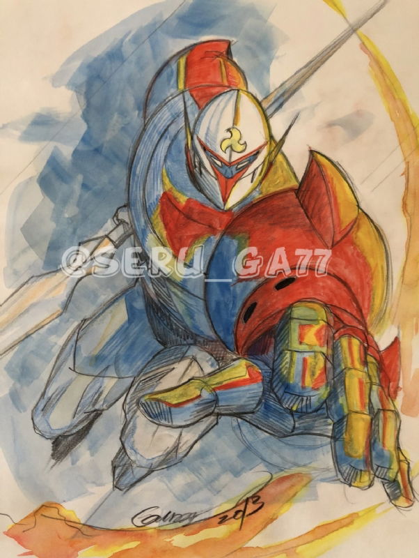 Masami Suda hand-drawn color illustration “Uchu no Kishi Tekkaman”, in ...