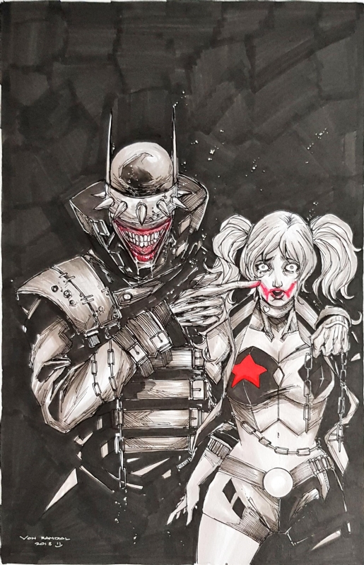 Batman Who Laughs & Harley Quinn by Von Randal, in Jerome Lee's DC  Collection Comic Art Gallery Room