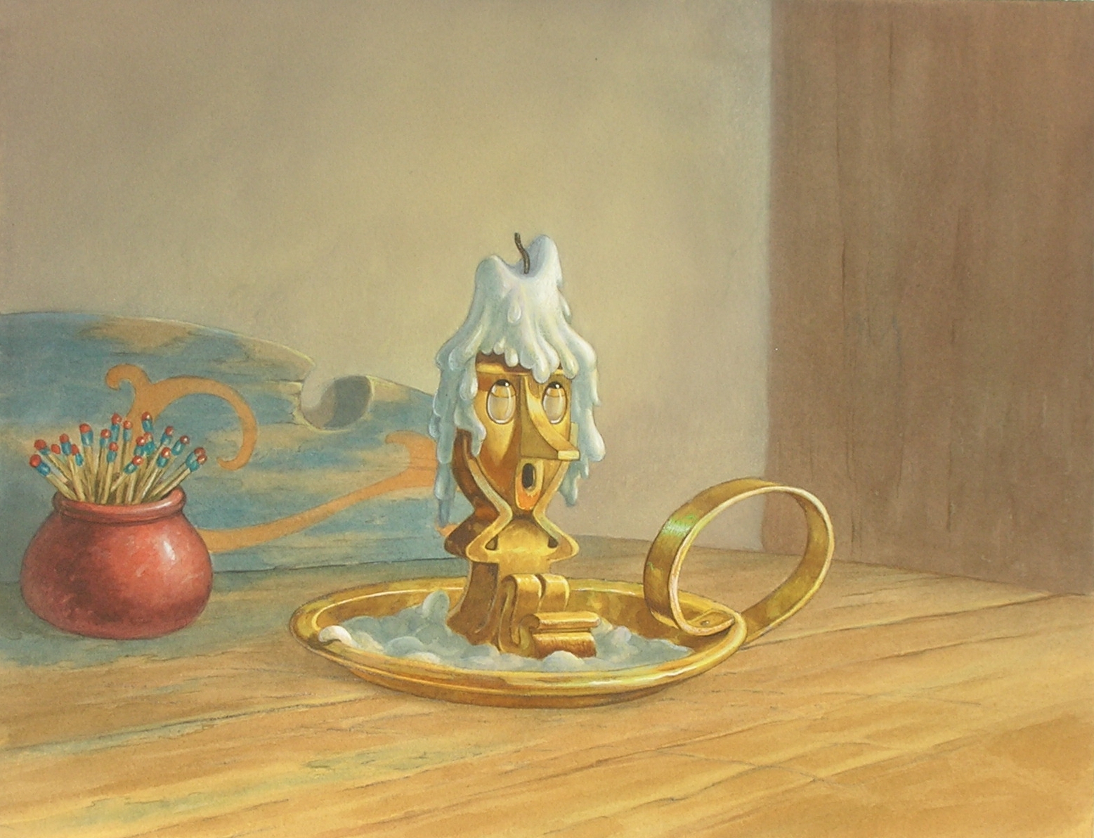 Background Painting of Gephetto's Candle Holder from Pinocchio, 1940, in C  E's Sold Art Comic Art Gallery Room