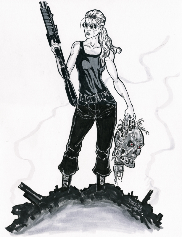 Sarah Conner-Terminator 2 by Tess Fowler, in George M. 's Movie Heroines  Comic Art Gallery Room