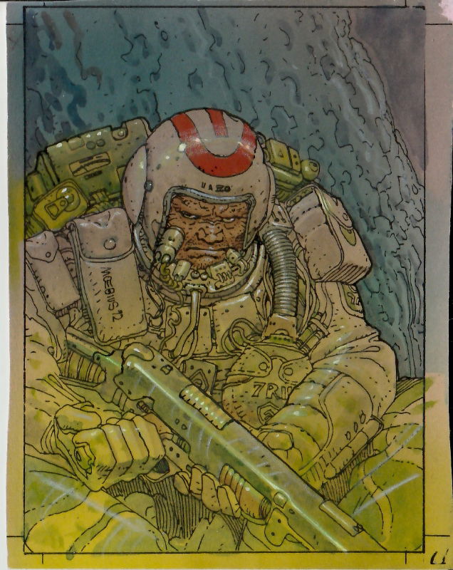 Moebius - original painted card (#59) - Space Trooper , in Sławomir G's ...